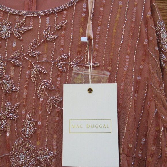 Mac Duggal 93626 Womens High Neck Illusion Embellished Gown Dress Rose 14 - Picture 15 of 16